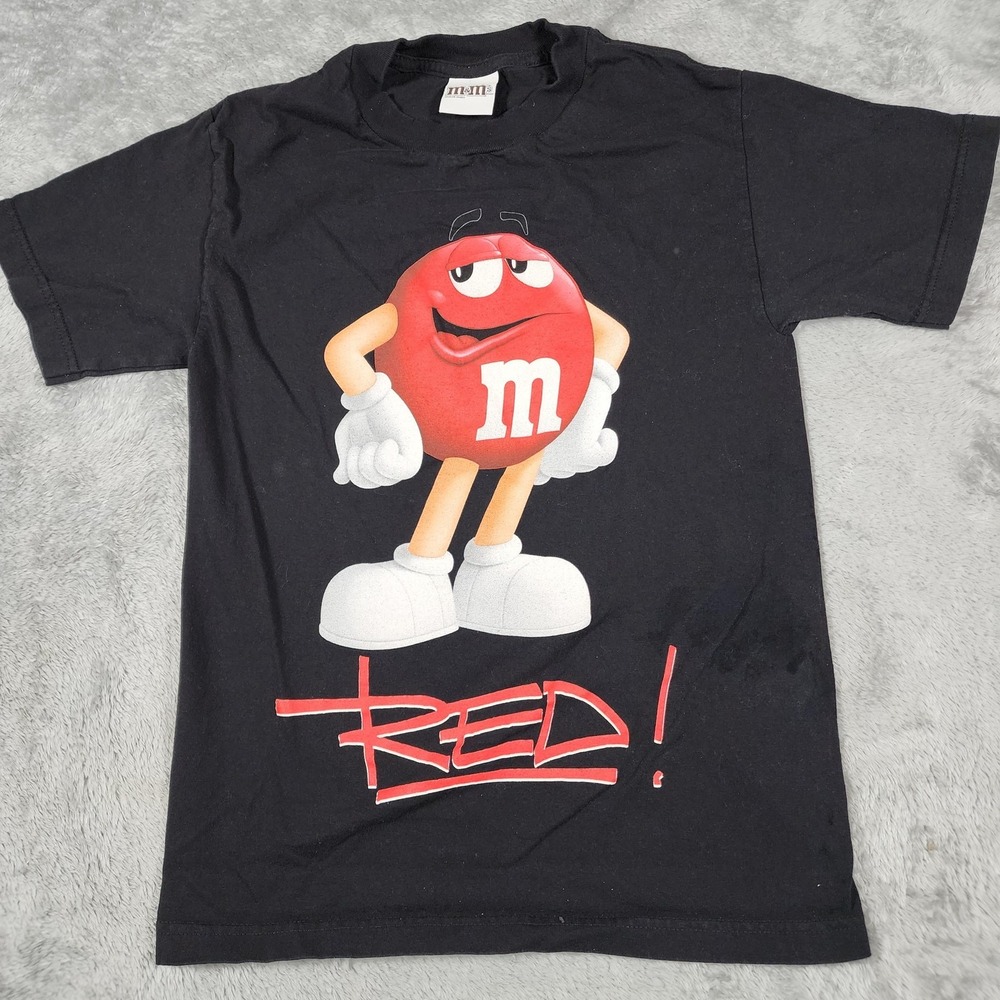 M&M's Shirt Youth XL‎ Black Red Character Graphic Candy Tee Cotton Print Novelty